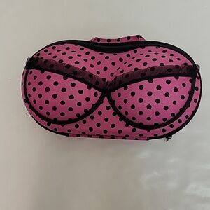 NWOT pink and black bra/swimsuit case